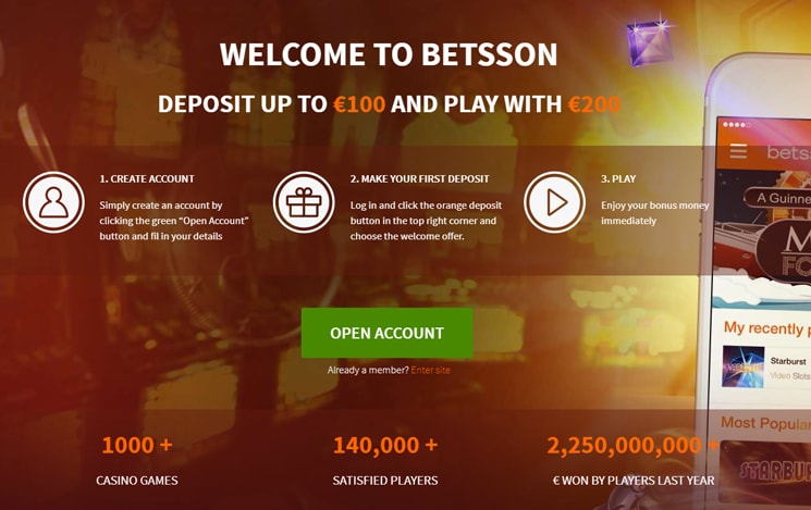 Betsson Casino online bonuses and promotions