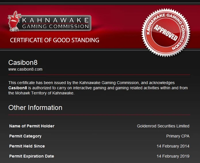 Casibon certificate of good standing