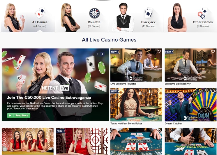 Casino Euro Live Games with real dealers