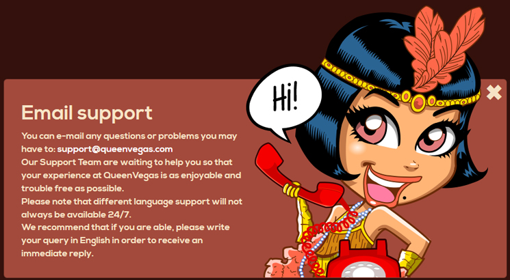 Queen Vegas customer service