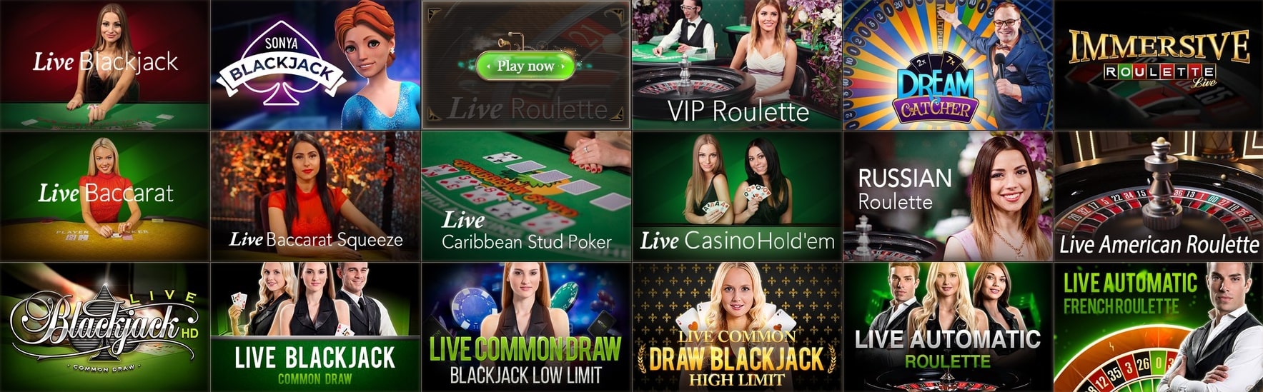 Jeux JoyCasino avec croupiers en direct