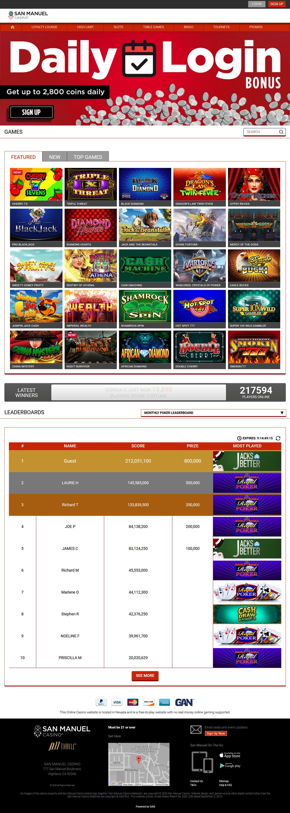 san manuel casino class a gaming license