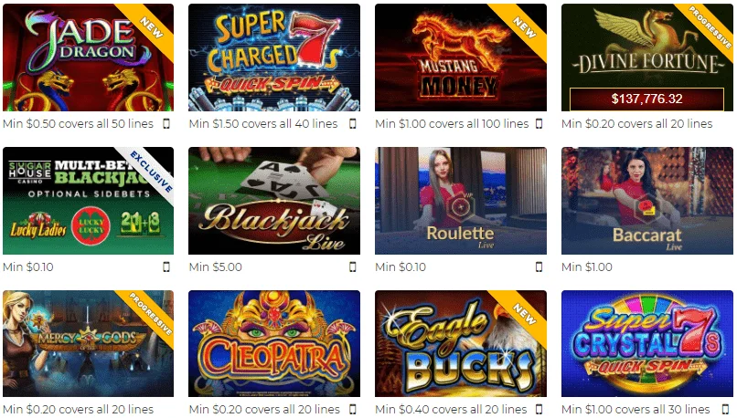 Spielautomaten-Casino-Spiele von SugarHouse Online Casino