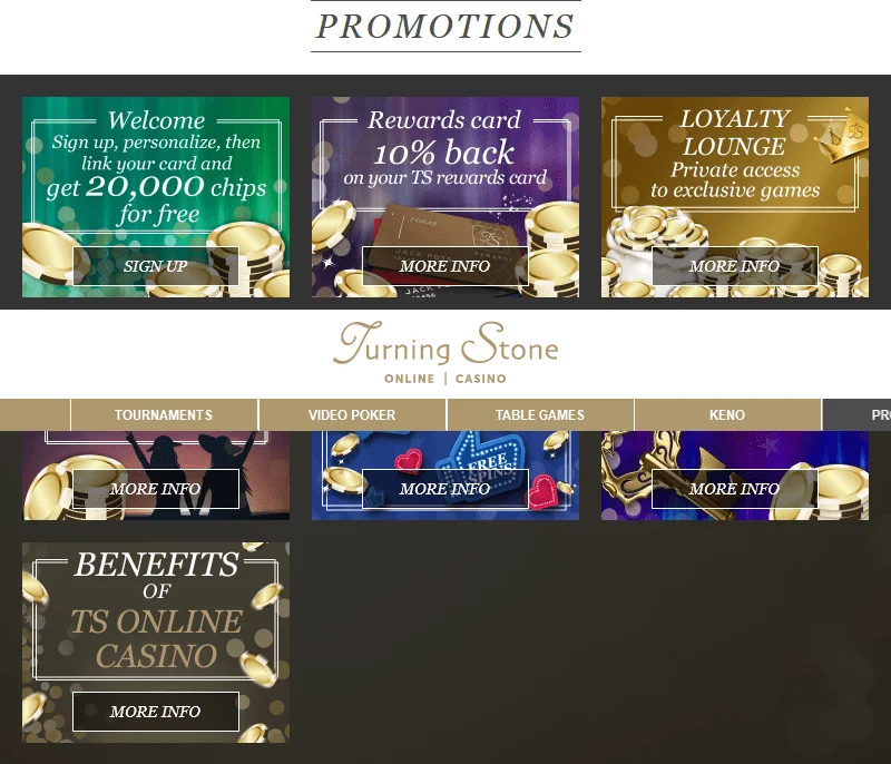 Nuestras promociones Turning Stone Online Casino