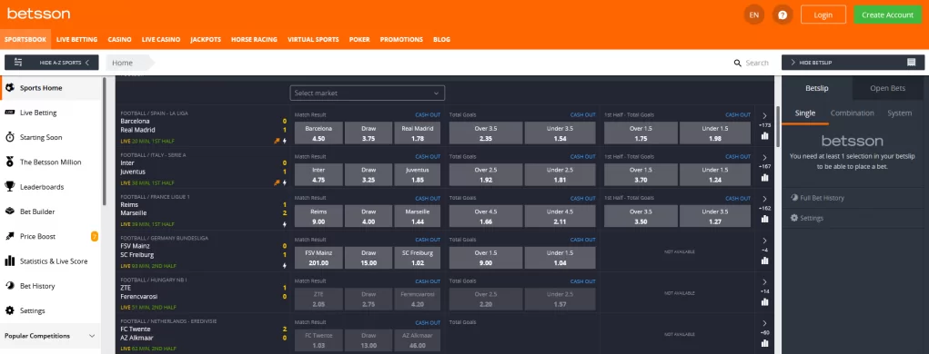 Apostas Esportivas da Betsson