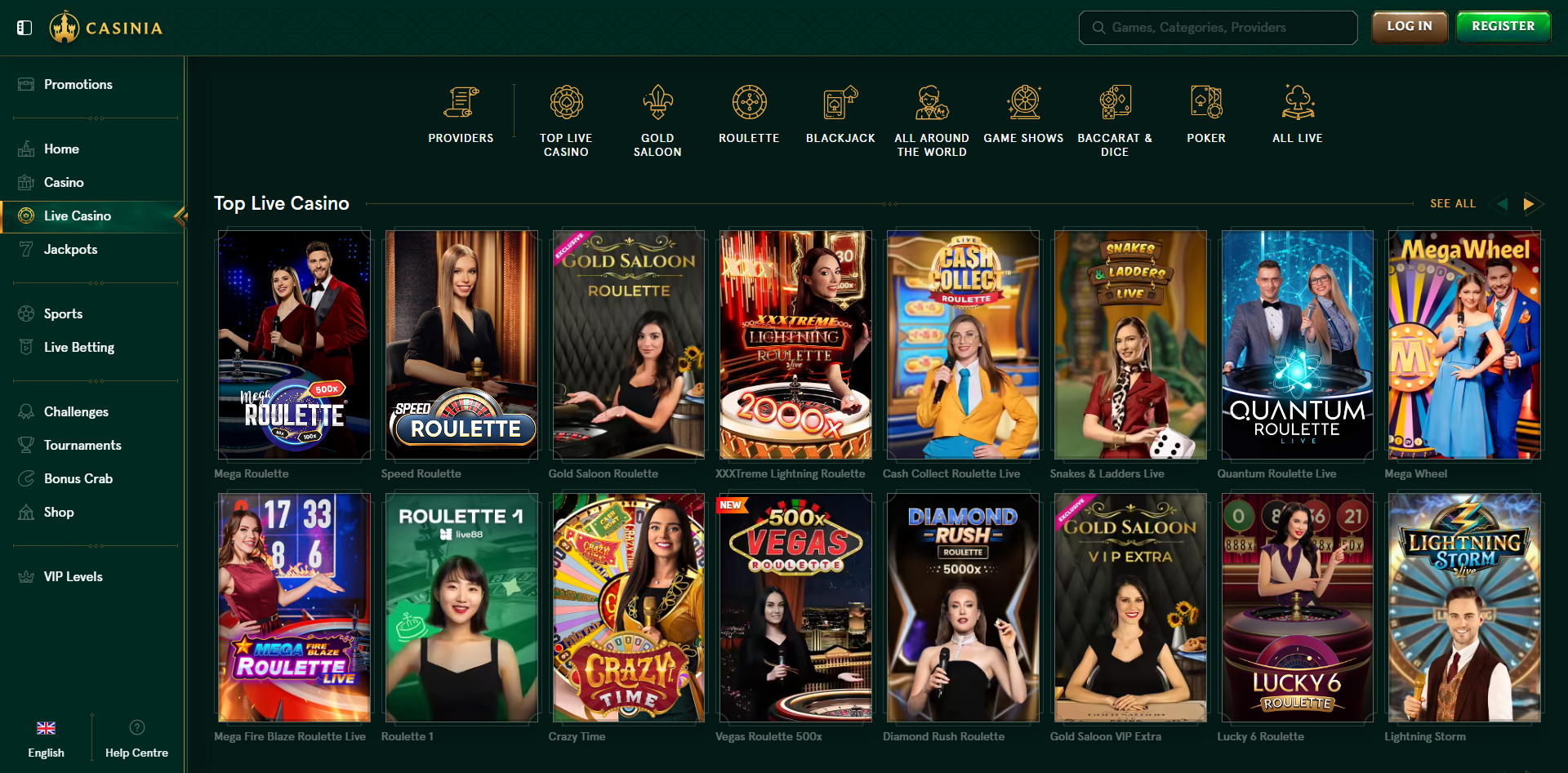 Casinia Live Casino