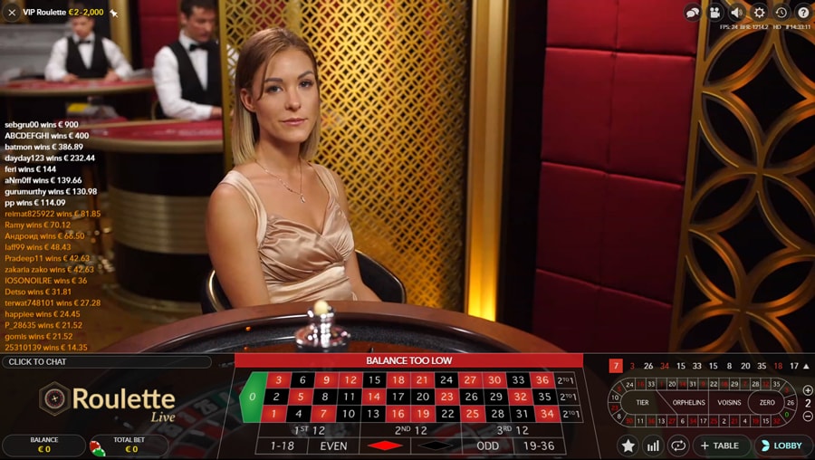 Live Roulette on Cabaret Club Casino with live dealers